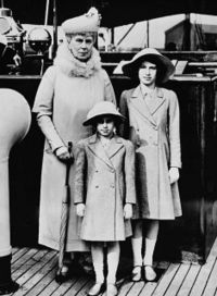 Queen Mary with her grand-daughters Margaret and future Queen Elizabeth 
